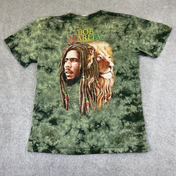 Bob Marley T Shirt XL Green The Roxx Double Sided Tie Dye Lion - Picture 2 of 11